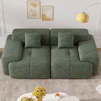 85" Cloud Loveseat Sofa in a Box, Modern Small Couch No Assembly Required, Comfy Deep Seat Boneless Couches for Living Room, Bedroom, Apartment, Green 1 PCS
