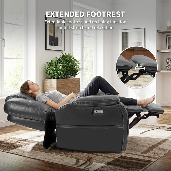EONIX Triple Motor Lay Flat Power Lift Recliner Chair for Elderly with Adjustable Headrest, 400lbs Electirc Lift Chair for Living Room, Lumbar Pillow, Extended Footrest, Grey
