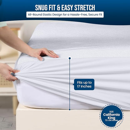 Utopia Bedding Waterproof Mattress Protector California King Size (Pack of 14), Premium Terry Mattress Cover 200 GSM, Breathable, Fitted Style with Stretchable Pockets (White)