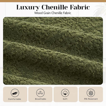 65" Curved Loveseat,Deep Seat Cloud Floor Couch with 3 Backrest,Cozy Chenille Fabric,Small Loveseat for Small Spaces,Bedroom,Office,Apartment (Green, 65 Inch)