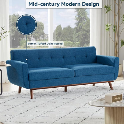 Kingfun 77.2" W Loveseat Sofa, Mid Century Modern Decor Love Seat Couches for Living Room, Button Tufted Upholstered Furniture, Solid & Easy to Install Small Couch for Bedroom Office Apartment, Blue