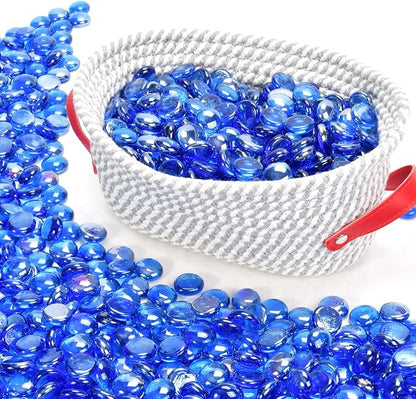 GasSaf Blue Fire Glass Beads for Outdoor Fire Pit, Fireplace, Replaces Existing Gas Logs & Lava Rocks, 3/4 Inch Glass(20 Pound)(Pacific Blue Reflective)