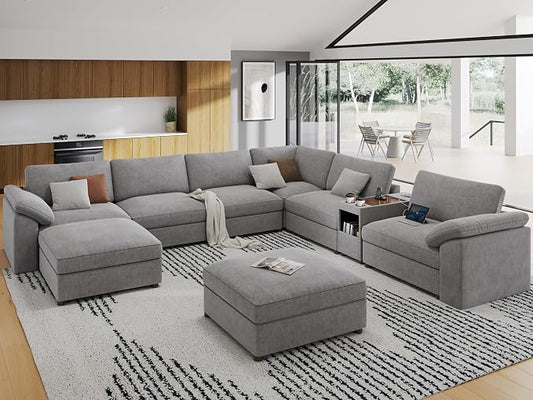 EASE MOOSE Oversized U Shape Sectional Sofa,Modern Comfy Modular Sofa