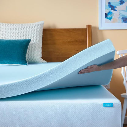 Linenspa Memory Foam Mattress Topper, Queen Size - 4 Inch Gel Infused Memory Foam - Plush Feel - Cooling and Pressure Relieving - CertiPUR Certified