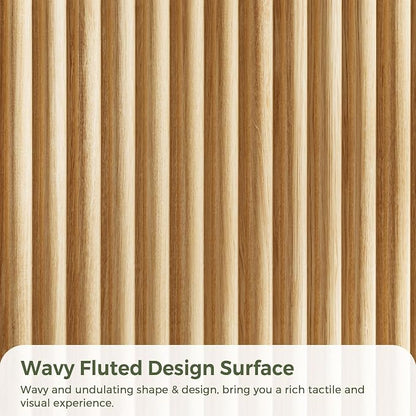 Jocoevol Fluted 6 Drawer Dresser for Bedroom, Modern Wood Chest of Drawers, Tall Storage Dresser with Deep Drawers, Handleless Floor-Standing Dresser for Bedroom, Living Room, Entryway, Natural Oak