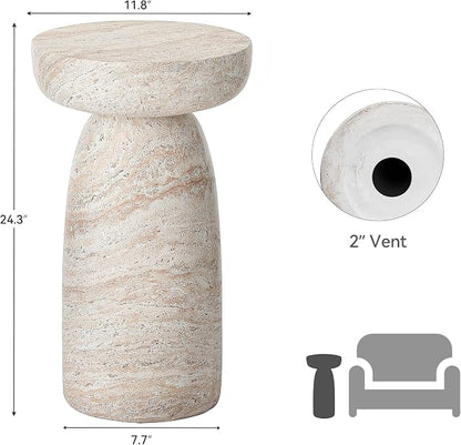24" Side Table Outdoor, Large Modern Geometric End Table | Multi-Functional Coffee Table Doubles as Planter Stand for Garden, Balcony, or Porch. Decorative Pedestal Design