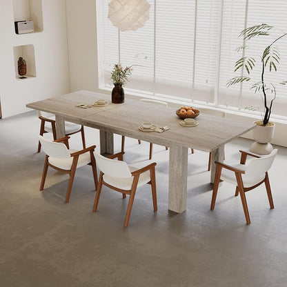 Extendable Dining Table for 6-10 Person, 55" to 86" Modern Dining Room Table, Rectangular Kitchen Table, Oak