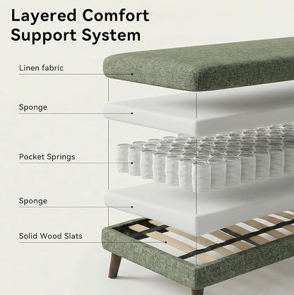 Tbfit Mid Century Modern Sofa Couch, Loveseat & Standard Sofa, Green | linen fabric
