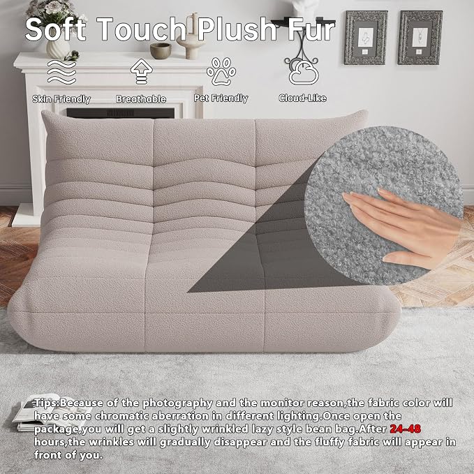 WHGBJA Bean Bag Chair for Adults with Memory Foam Couch, 3 Seater Bean Bag Sofa for Bedroom, Living Room, Reading, Gaming Floor Sofa Couch, Boneless, Comfy