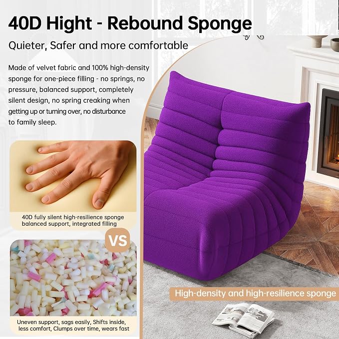 WHGBJA Bean Bag Chair for Adults, Lazy Bean Bag Sofa for Bedroom, Living Room, Reading, Gaming Floor Sofa Chair, Boneless, Comfy