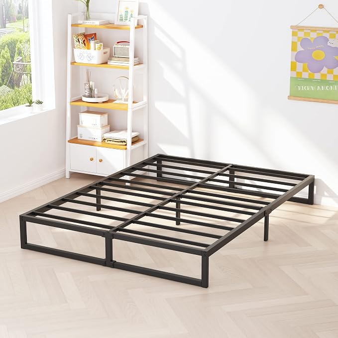 Richwanone 8 Inch Bed Frame Full Heavy Duty Metal Platform Bed, Black | Full Size Bed Frame, Mattress Foundation with Steel Slat Support, No Box Spring Needed, Easy Assembly