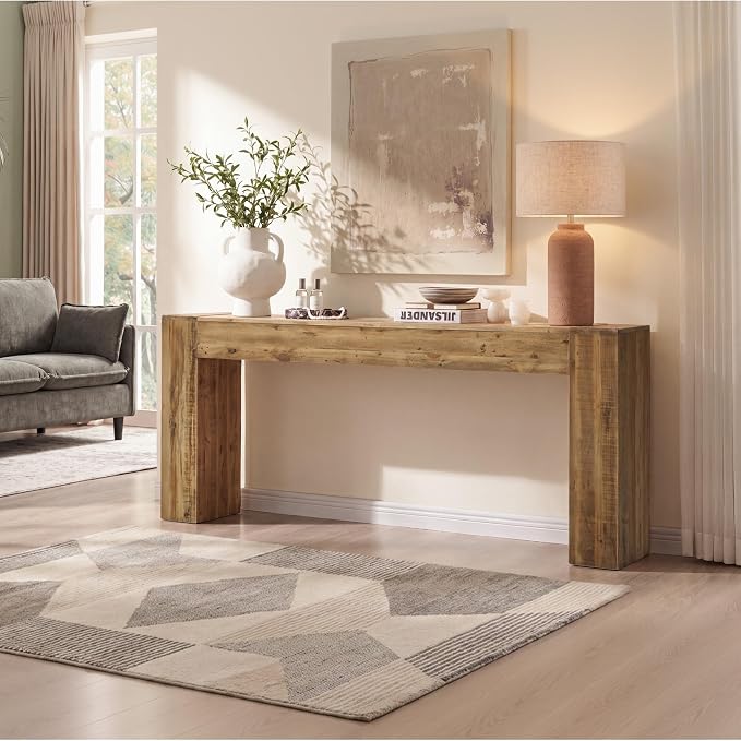 77" Reclaimed Solid Wood Console Table for Entryway, Extra Long Rectangular Sofa Table Behind Couch, Modern Farmhouse Hallway Entry Table for Living Room, Hallway, Foyer, 20 Mins Easy Assembly