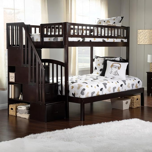 AFI, Westbrook Staircase Bunk Bed Twin Over Full, Espresso
