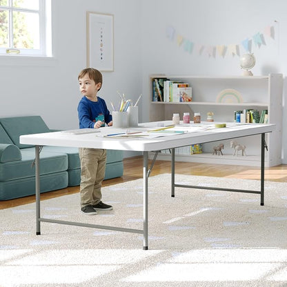 Flash Furniture Paige 4.93' Classroom Activity Table for School and Home, Heavy-Duty Rectangular Plastic Activity Table for Kids, White