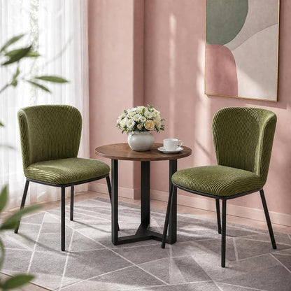 SIMTONAL Modern Dining Chairs Set of 4, Dining Chairs, Corduroy Fabric, Thickened Cushion, Easy to Clean & Assemble, for Dining Room/Living Room/Office, Green