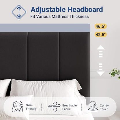 Allewie King Size Velvet Lift Up Storage Bed Frame, Vertical Channel Tufted Headboard, Hydrualic Underneath Storage, Upholstered Platform Bed, Wooden Slats Support, No Box Spring Needed, Black