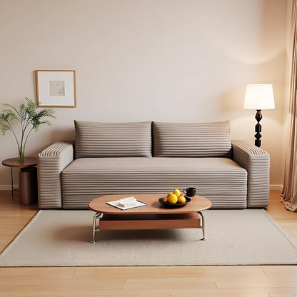 JINGLING 71" Small Couches for Small Spaces | Boneless Couch in a Box: Compressed Sofa | Apartment Furniture Love Seat for Living Room & Bedroom | No Assembly | Corduroy | Camel