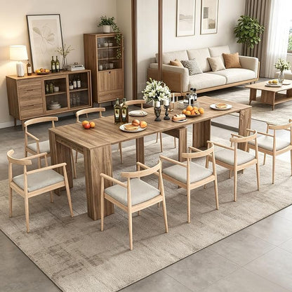 Expandable Dining Room Table, Extendable Table for 10-12 People, Folding Console Table, Space Saving Kitchen Table for Apartment, Wood Grain Gray