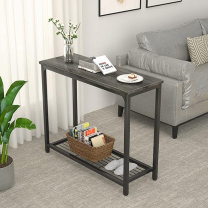 Ecoprsio Console Table Sofa Table with Mesh Shelves, 2 Tier Entryway Table Foyer Table for Entryway, Front Hall, Hallway, Sofa, Couch, Living Room, Coffee Bar, Kitchen, Grey, 32 Inch