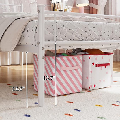 GarveeHome Twin Size Bed Frame, Metal Platform Bed Frame with Headboard and Footboard, 12.2 in Bed Frame with Strong Metal Slats Support, Under Bed Storage, No Box Spring Needed, Black