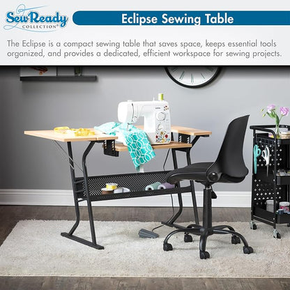 Sew Ready Eclipse Hobby/Sewing Craft Table, Black/Maple