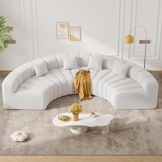 128" Oversized Curved Cloud Couch, Modern Compressed Modular Sectional Sofa, 4 Seater Boneless Couches for Living Room, No Assembly Required, White 1 PCS