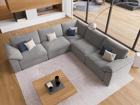 EASE MOOSE Oversized L Shape Sectional Modular Sofa，Comfty Sectional Modern Deep Seat Couch,Grey Modular Cloud Couch