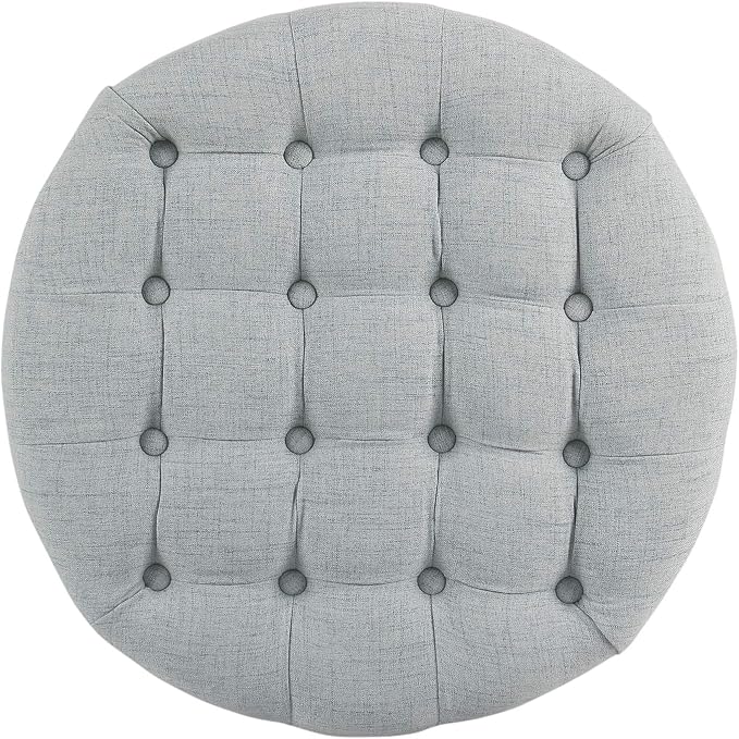 HomePop 25" Button Tufted Round Storage Ottoman - Light Blue