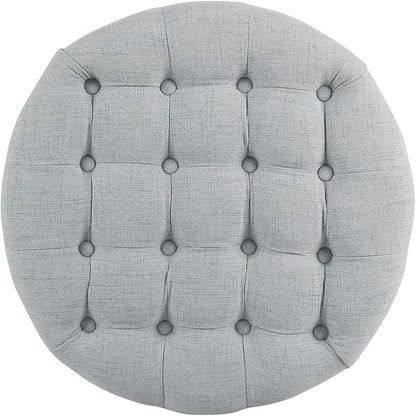HomePop 25" Button Tufted Round Storage Ottoman - Light Blue