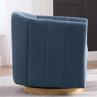 Swivel Accent Chair, 360 Degree Round Swivel Barrel Chair for Living Room, Mid Century Modern Upholstered Accent Chair,Comfy Tufted Sofa Armchairs for Bedroom,Nursery,Chenille,Blue