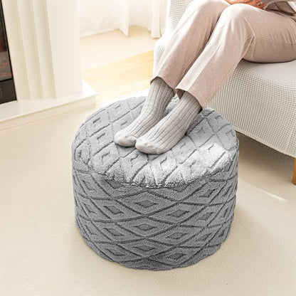 Round Pouf Ottoman 20 x 20 x 14 Inches Boho Poof Home Decor Floor Pouffe Ottoman Foot Rest for Couch Sofa Bean Bag Chairs Living Room Bedroom (Light Gray)