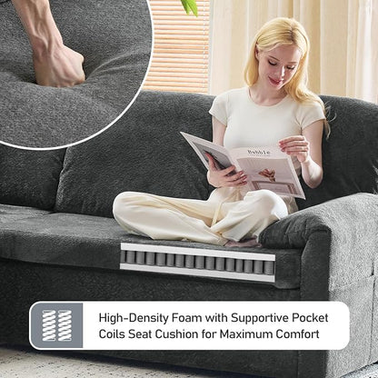 VINGLI 111 Inch U-Shaped Convertible Sofa Bed, 7 Seat Modular Sectional Sleeper Sofa with Pull Out Couch Bed Couches for Living Room with Storage Chaise, USB Charging, Side Pockets