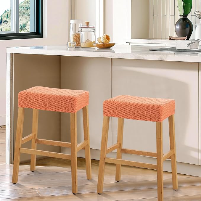 YISUN Stool Covers Rectangle - 4 Pack Stretch Waterproof Saddle Seat Cover Counter Bar Stools Bar Chairs Covers Kitchen Island Chairs Cushion Protector