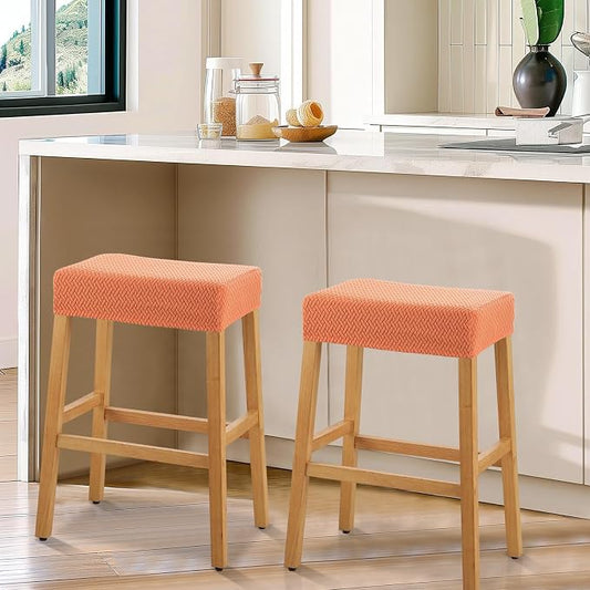 YISUN Stool Covers Rectangle - 4 Pack Stretch Waterproof Saddle Seat Cover Counter Bar Stools Bar Chairs Covers Kitchen Island Chairs Cushion Protector