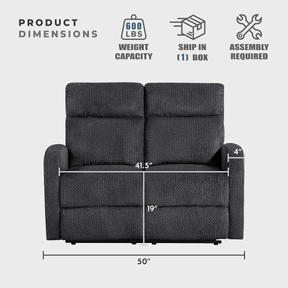 Lexicon Manual Reclining Loveseat, Textured Microfiber Loveseat Recliner, Wall Hugger, Track Arms, Magazine Pockets, Manual Dual Recliners for Living Room/Office/Apartment, Easy Assembly, Dark Gray