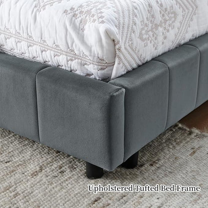 KEIKI Full Size L Shape Corner Bed Frames with Backrest and Armrests, Velvet Upholstered Sofa Daybed for Small Room, Living Room, Bedroom, Guest Room, Kids' Room