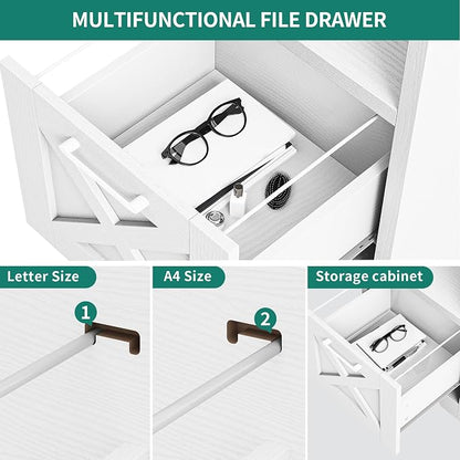 YITAHOME L Shaped Desk with Power Outlets, 60 Inch Computer Desk Corner Desk with File Drawer, Home Office Desk with Monitor Stand & Storage Shelves, L-Shaped Desk with File Cabinet, White