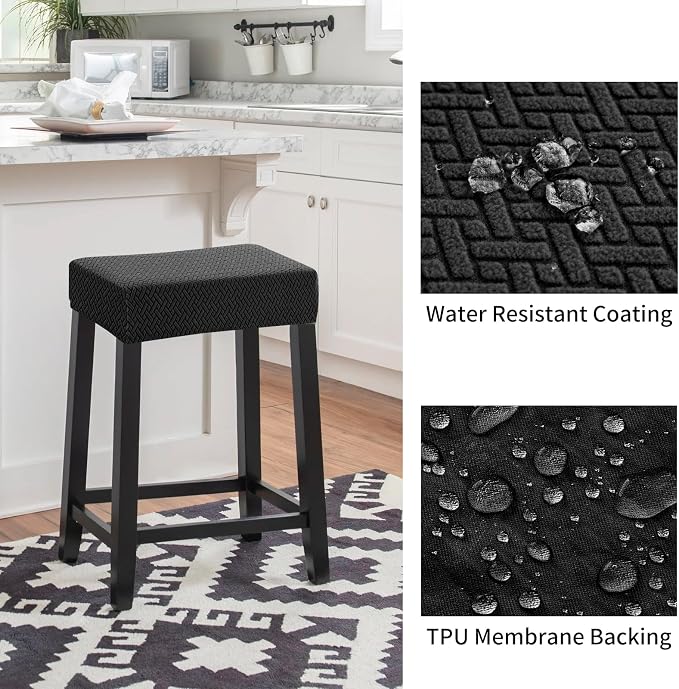 YISUN Stool Covers Rectangle - 2 Pack Stretch Waterproof Saddle Seat Cover Counter Bar Stools Bar Chairs Covers Kitchen Island Chairs Cushion Protector