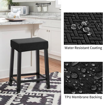 YISUN Stool Covers Rectangle - 2 Pack Stretch Waterproof Saddle Seat Cover Counter Bar Stools Bar Chairs Covers Kitchen Island Chairs Cushion Protector