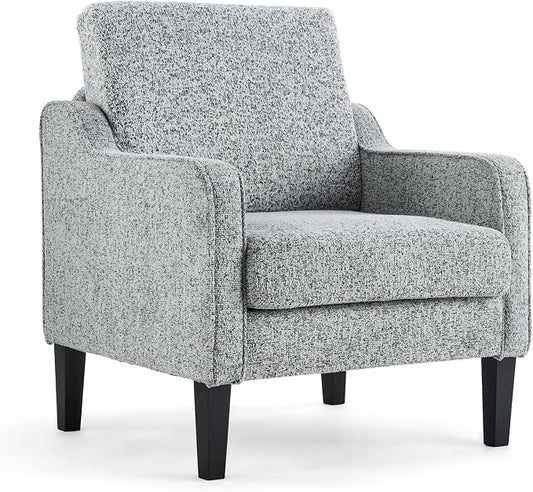 VINGLI Accent Sofa Chair Gray Living Room Chairs Reading Chair for Bedroom Scooped Arm Chair Mid Century Modern Accent Chair Upholstered Comfy Chair for Apartment, Waiting Room