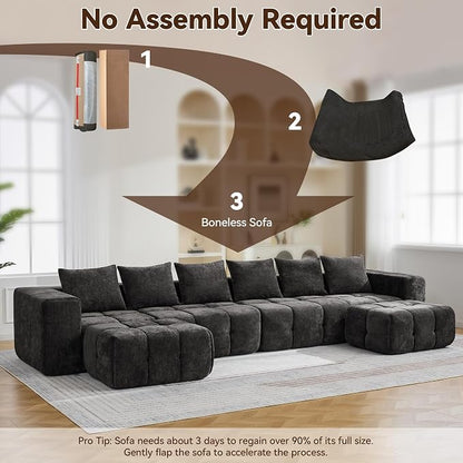 78.7" Loveseat Boneless Couch, Upholstered Cloud Love Seat with Deep Seat, Modular Sectional 2 Seater Memory Foam Sofas for Living Room Apartment Small Spaces, Oversized Tufted Sofa, Dark Grey