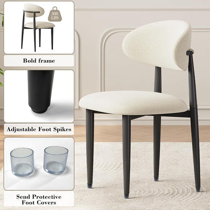 Dining Chairs Set of 2, Modern Fabric Upholstered Dining Room Chair MetalKitchen Chairs, Farmhouse Dinner Chair for Kitchen Dining Room, Beige