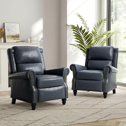 Faux Leather Recliner Chair, Modern Pushback Armchair with Adjustable Backrest & Footrest for Bedroom, Living Room