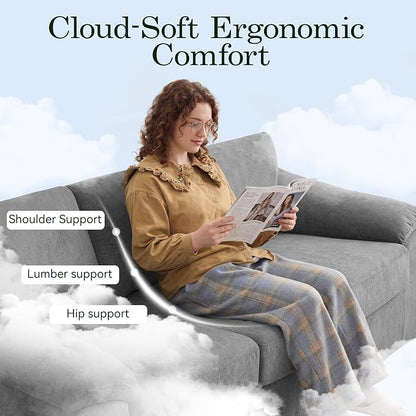 Boneless Single Sofa Chair, Modern Cloud Accent Chair, Comfy Deep Seat Couch for Living Room, Bedroom, Apartment, Small Space, No Assembly, Light Gray