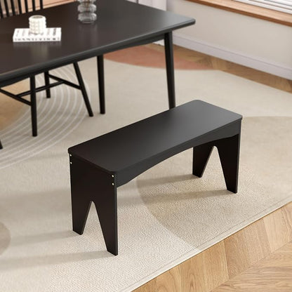 APRTAT Bamboo 35.4" Dining Room Bench, Long Indoor Shoe Bench Seat, Black | 450LBS Weight Capacity, 2-Person Seat, Rounded Safety Corners, Multi-Scene Use, Easy Assembly