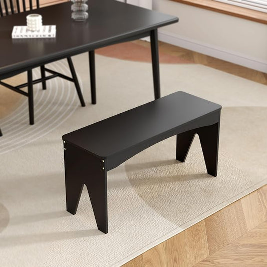 APRTAT Bamboo 35.4" Dining Room Bench, Long Indoor Shoe Bench Seat, Black | 450LBS Weight Capacity, 2-Person Seat, Rounded Safety Corners, Multi-Scene Use, Easy Assembly