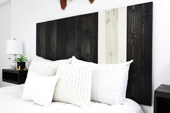 Barn Walls Noir Mix Signature Design, Multicolored Solid Wood Headboard, Floating Panels, Wall Mount, Adjustable Height, Easy Assembly, Twin Size