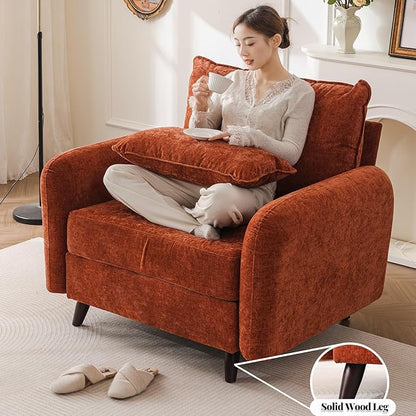 Rexulqo Oversized Accent Chair with Ottoman,All Seats Storage,Comfy Armchair,24.5'' Deep Seat,Upholstered Living Room Chairs,Reading Chair,Lounge Chair for Bedroom,Office,Chenille,Orange