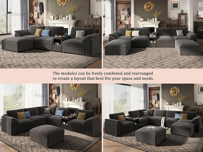 EASE MOOSE Oversized L Shape Sectional Modular Sofa, Extra Large Deep Seat Couch with Versatile Console Modular Cloud Sectional Couch,Removable Washable
