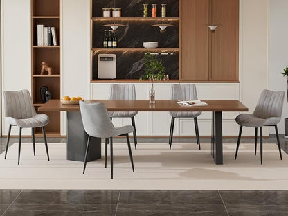 VECELO Dining Chairs Set of 4, Velvet Fabric & Metal Frame, Mordern Style for Kitchen, Living Room,Offcie, Light Grey